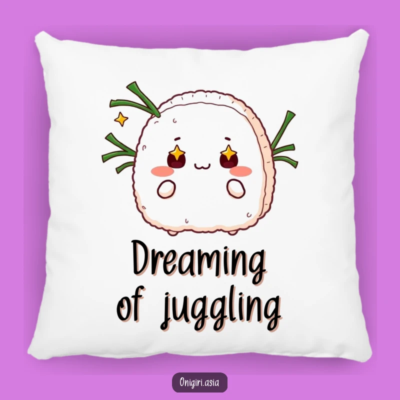Funny Starry Eyed Onigiri Juggling Pillow - Cozy & Whimsical Accent