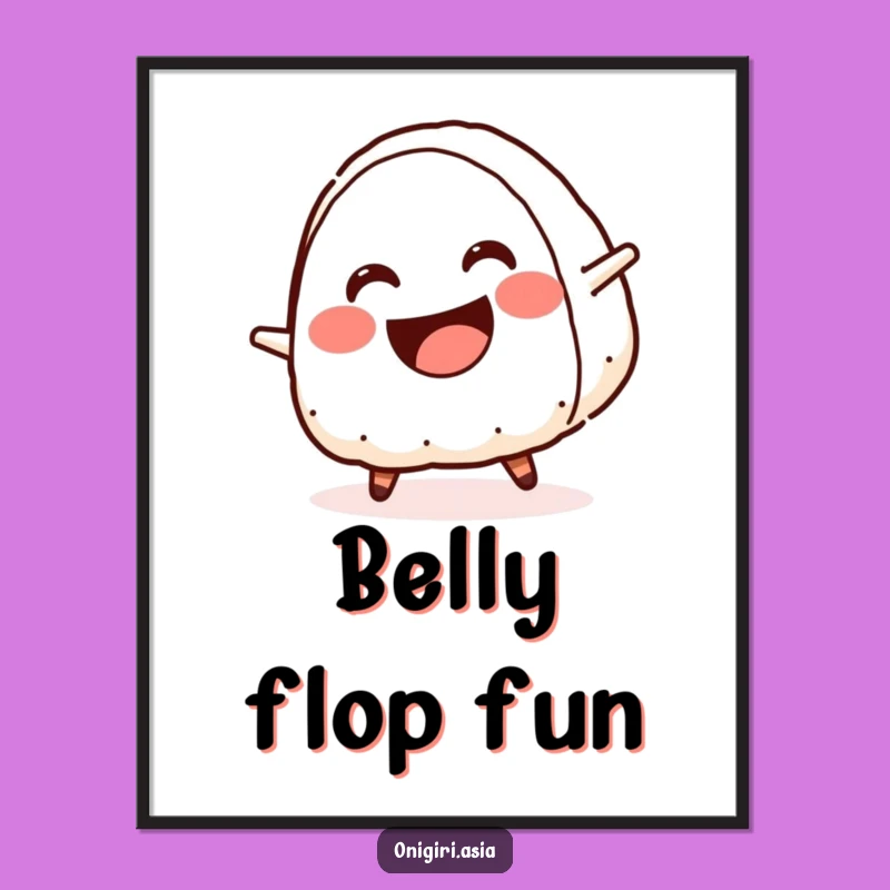 Funny Cartwheeling Onigiri Digital Art - Crescent Smile Wall Decor