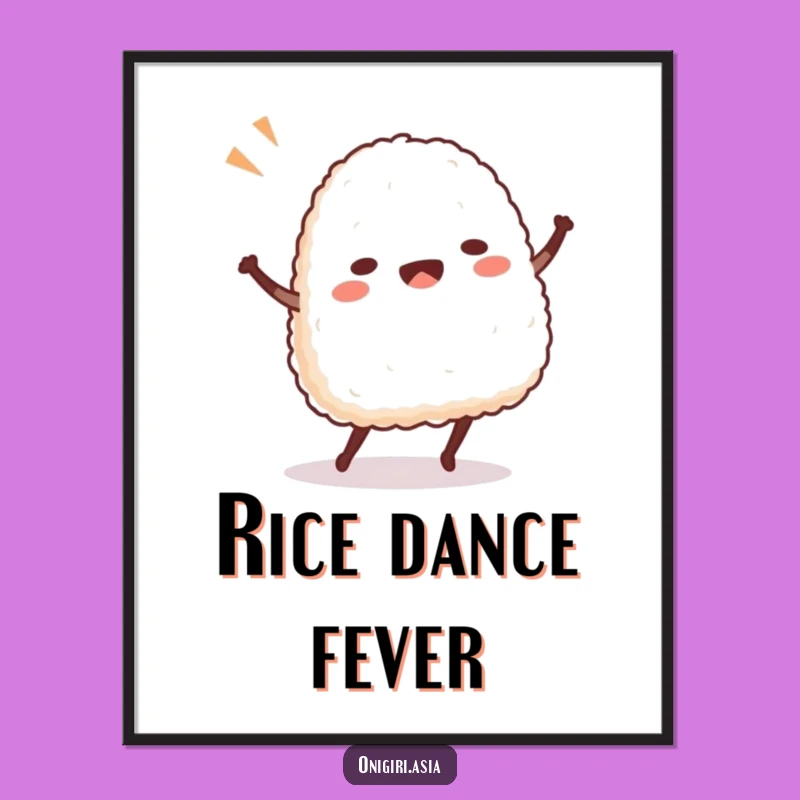 Funny Onigiri Dance Digital Art: Hilarious Rice Ball Character Wall Decor