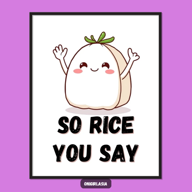 Funny Waving Onigiri Digital Art: Bring Cheerful Energy to Your Space Instantly!