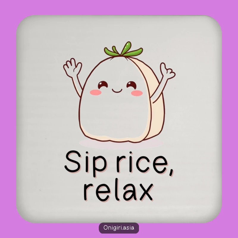 Funny Waving Onigiri Coaster: Protect Surfaces with a Cheerful Rice Ball's Greeting!