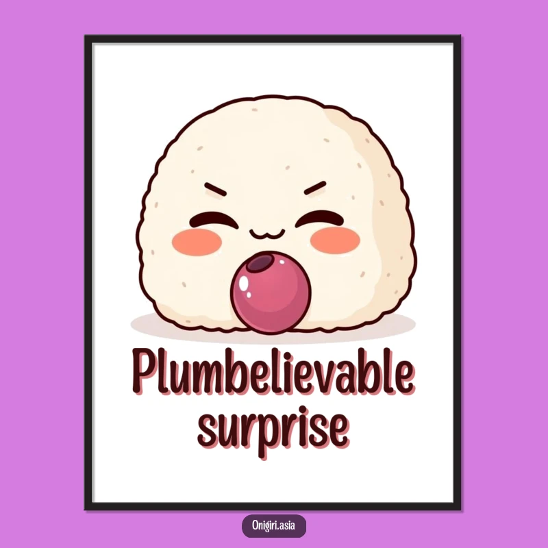 Funny Mischievous Onigiri Poster: Sly Rice Ball Character Art