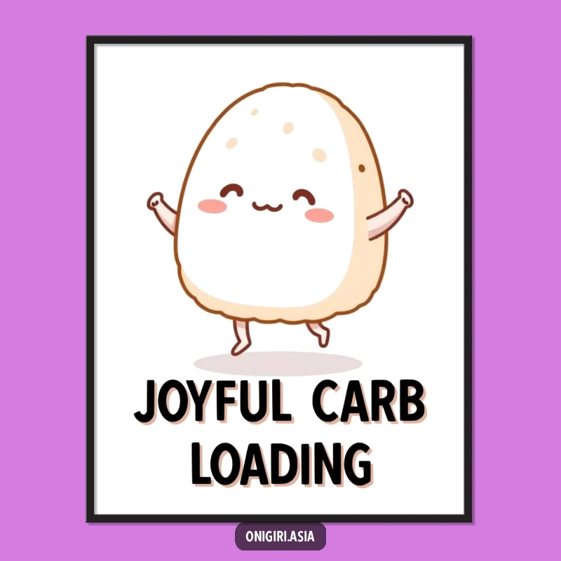 Funny Dancing Onigiri Poster Print - Joyful Food Art Gift