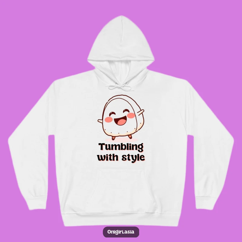 Funny Cartwheeling Onigiri Hoodie - Cozy & Energetic Foodie Gift