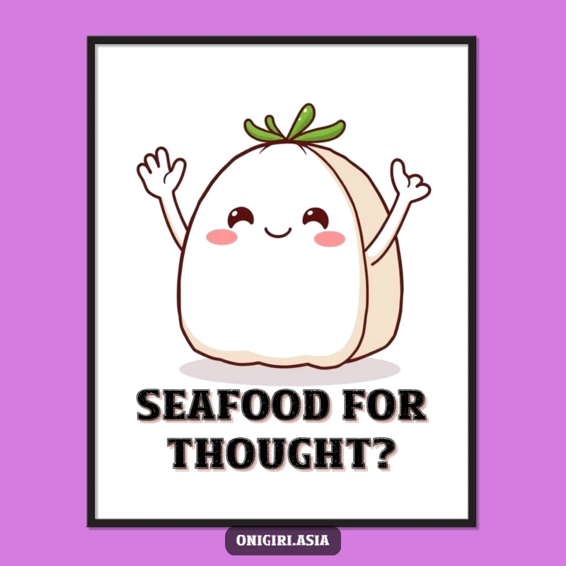 Funny Free Printable Wall Art: Energetic Onigiri Waving, Hilarious Downloadable Decor