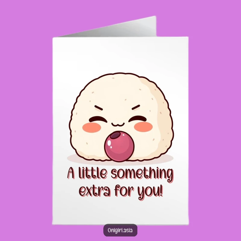 Free Printable Birthday Card: Mischievous Onigiri Shares Plum Surprise!