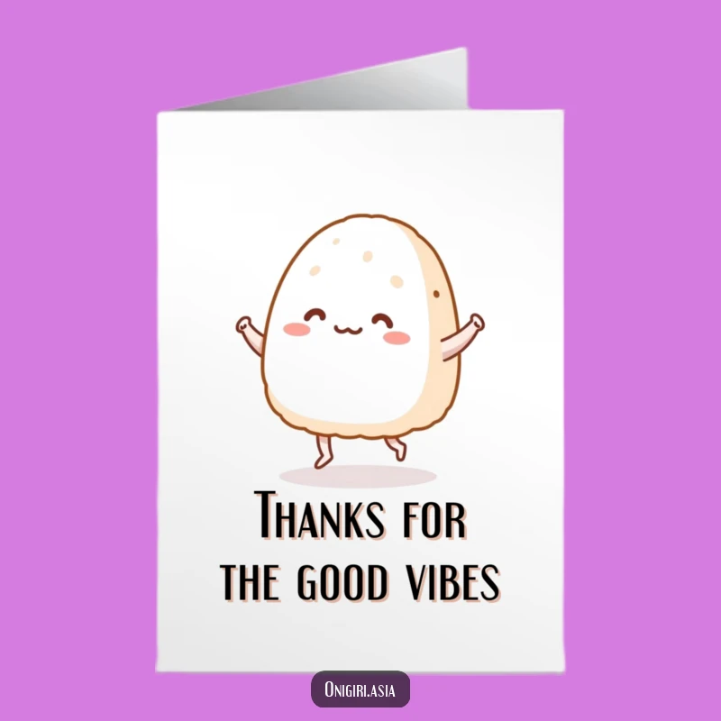 Free Printable Thank You Card: Dancing Onigiri Expressing Gratitude - Funny Downloadable Gift
