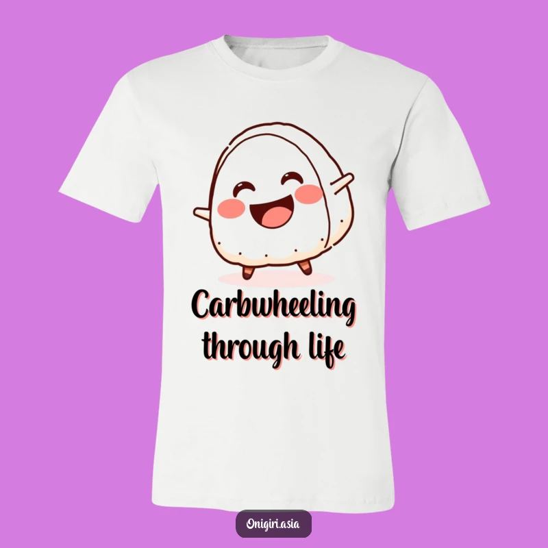 Funny Cartwheel Onigiri T-Shirt - Crescent Smile Fun Gift