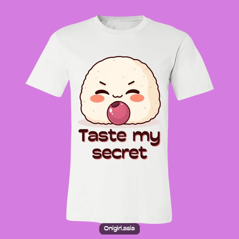 Funny Mischievous Onigiri T-Shirt: Sly Rice Ball, Plum Surprise Tee