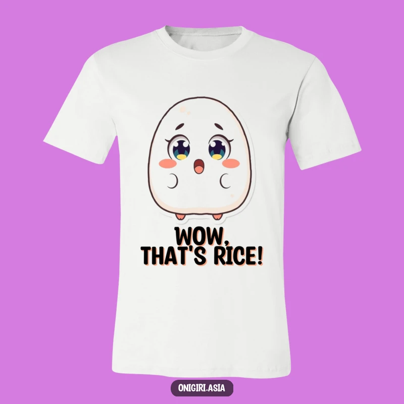 Funny Surprised Onigiri T-Shirt: Shocked Rice Ball Character Tee